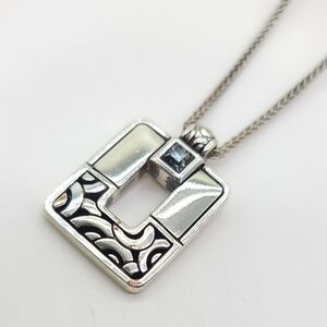 $58 Brighton "Bloc Haus" Square Pendant w Cutout Center, Swirls, & Crystal Top!